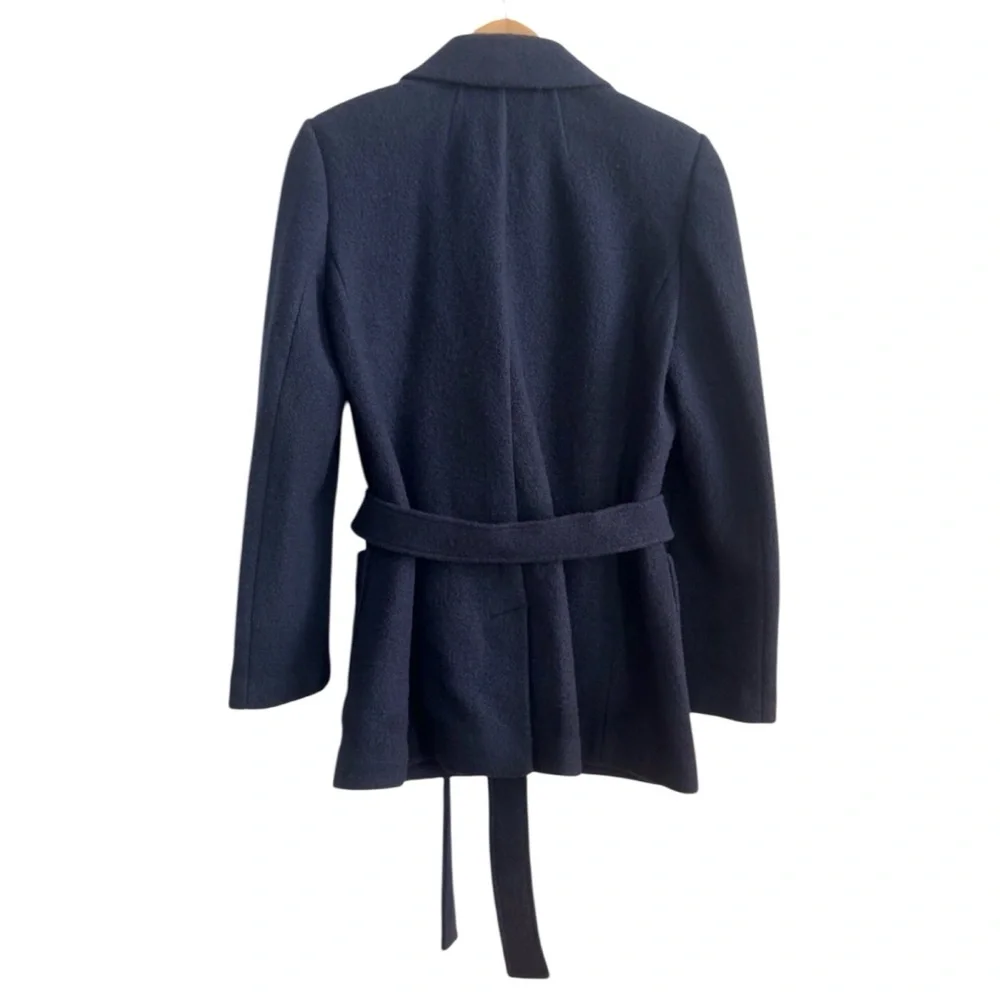 J. Crew Navy Blue Italian Boiled 100% Wool Wrap Blazer Jacket Size 8‎